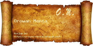 Orowan Menta névjegykártya